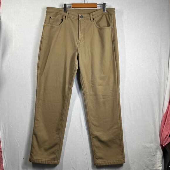 Caterpillar Pants Mens 38x32 Tan Lined Workwear Fleece Winter Heavy Duty CAT - Picture 1 of 13